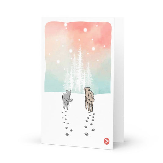 Cat and Dog Watercolor Holiday Card