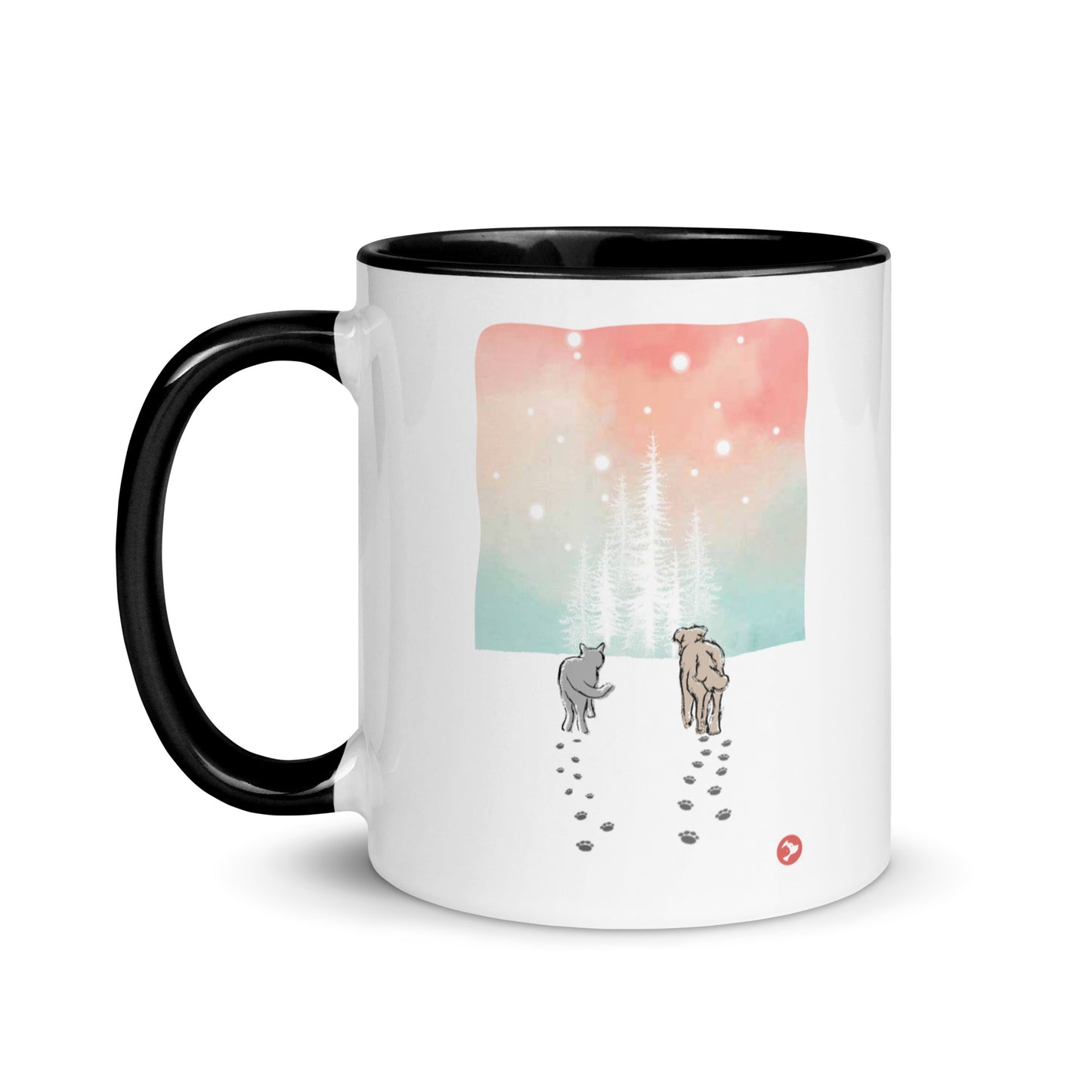 Cat and Dog Watercolor Holiday Mug