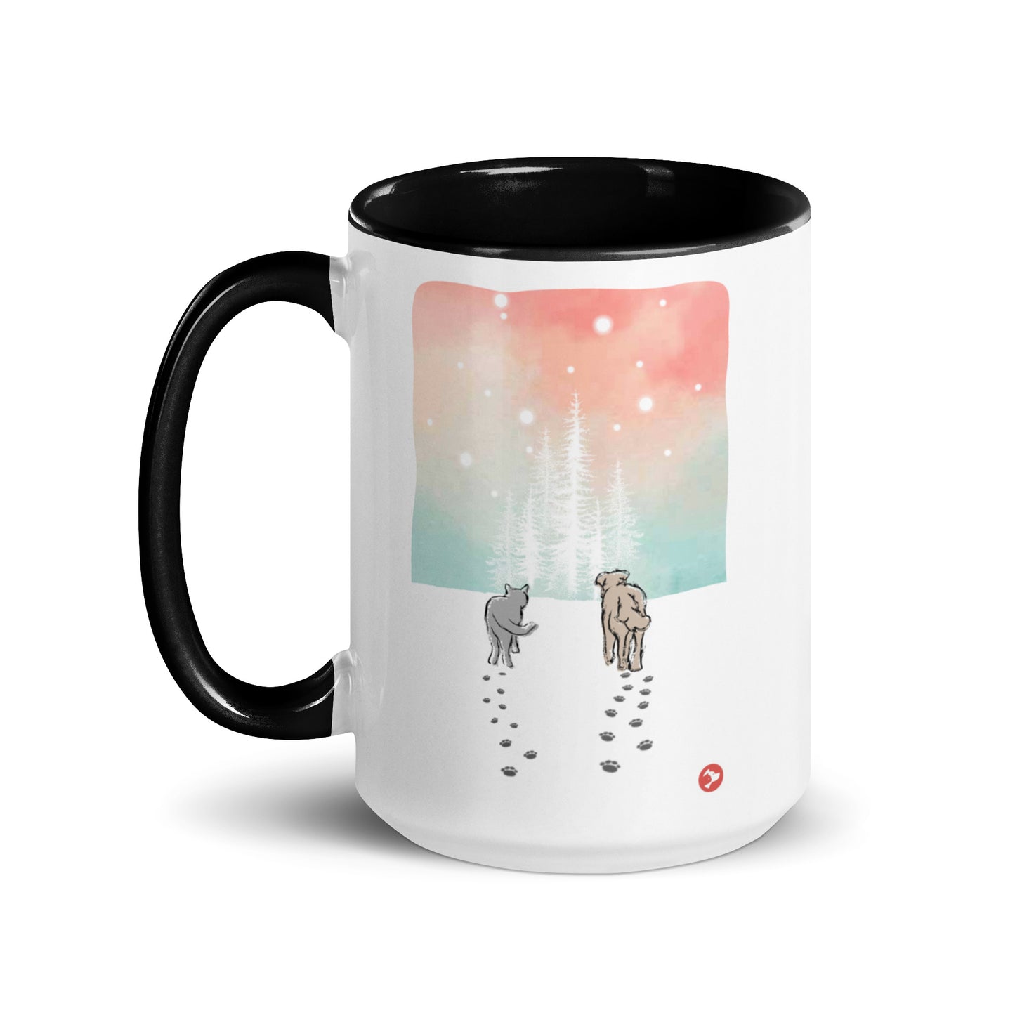 Cat and Dog Watercolor Holiday Mug