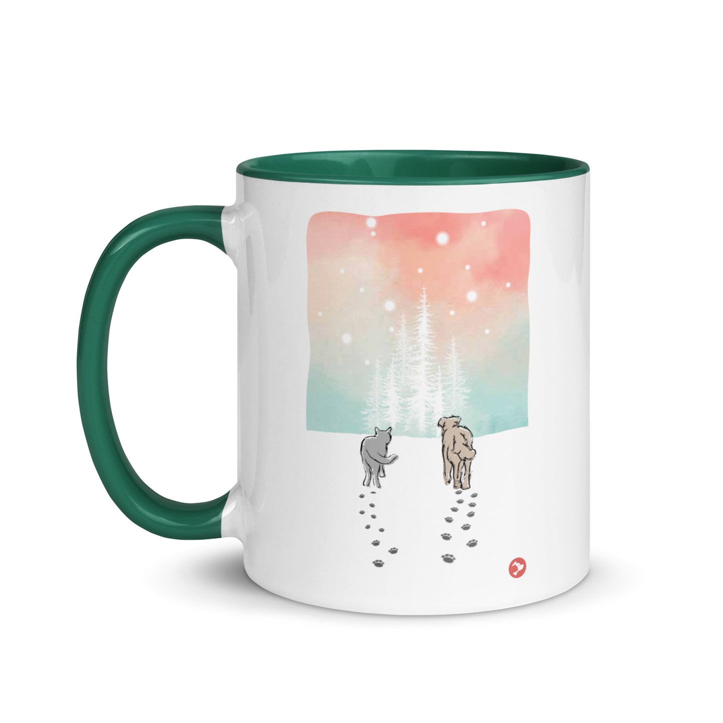 Cat and Dog Watercolor Holiday Mug