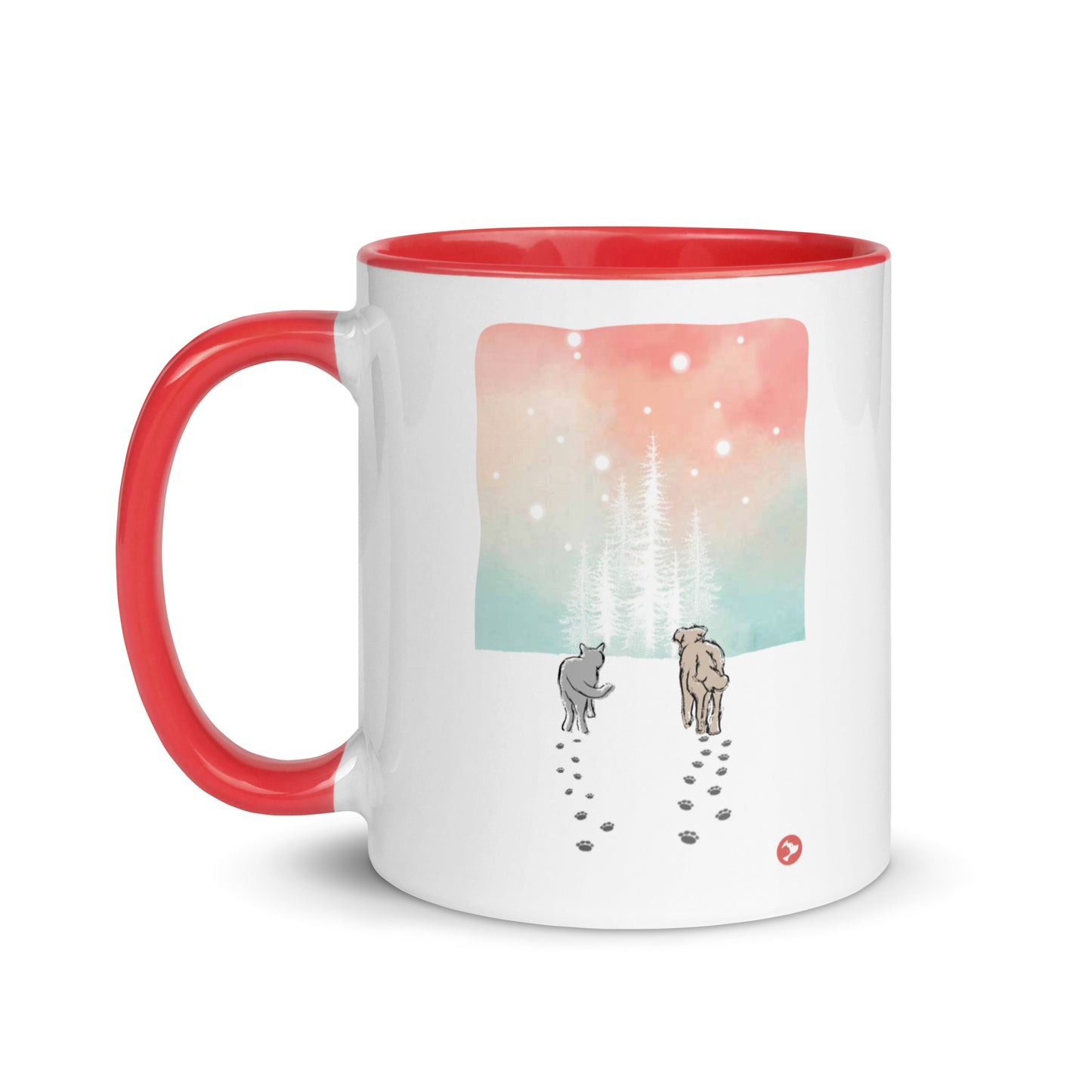 Cat and Dog Watercolor Holiday Mug