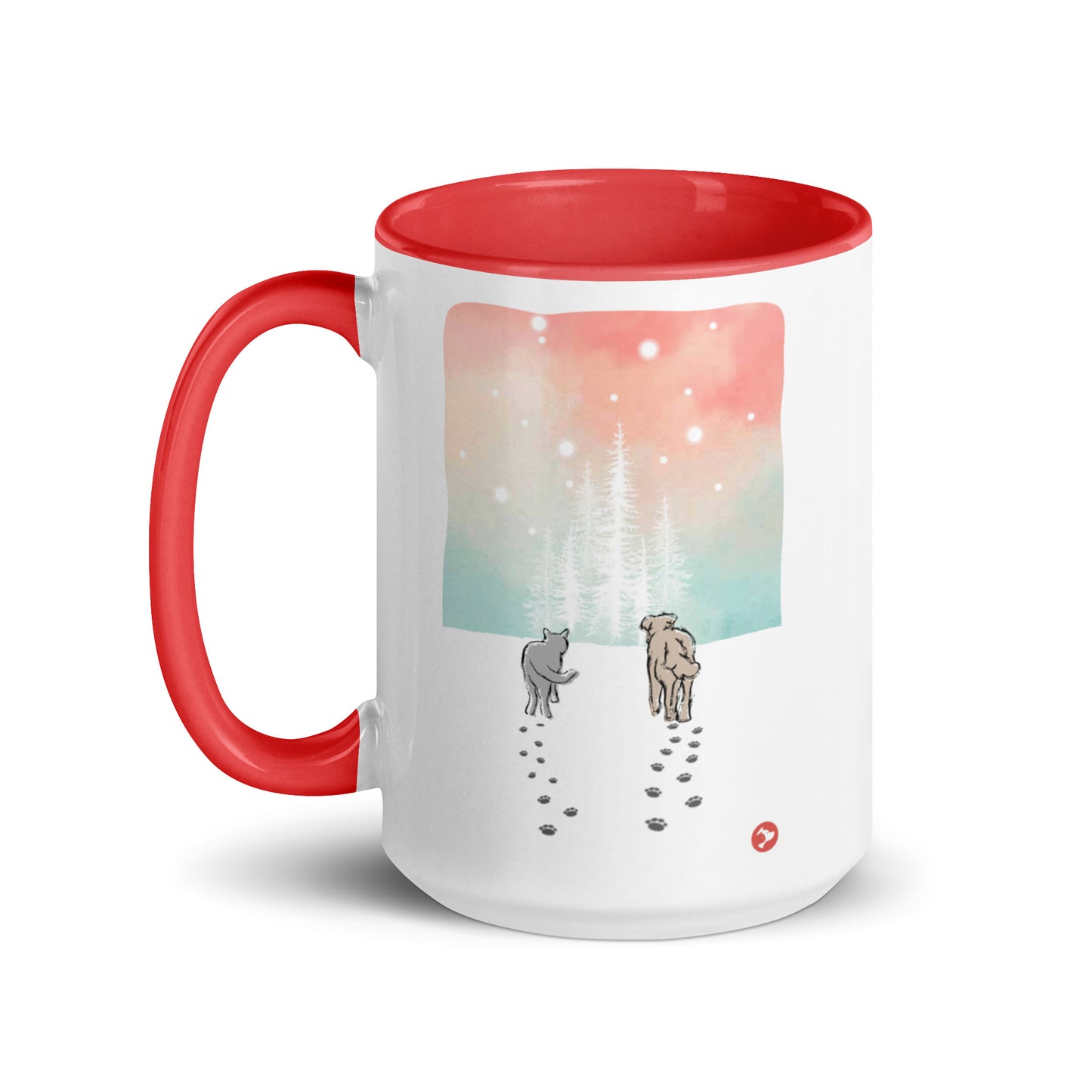 Cat and Dog Watercolor Holiday Mug